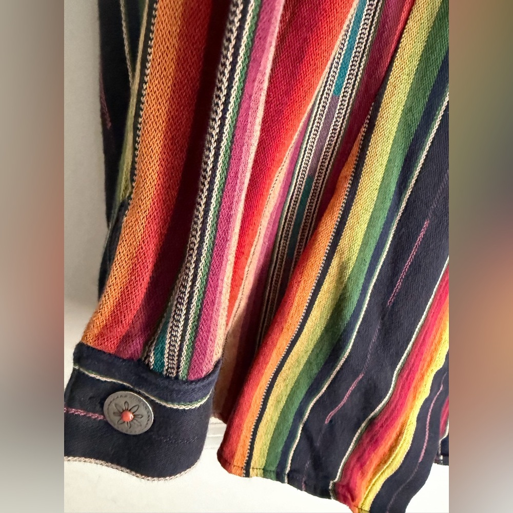 Silverado apparel black serape long sleeve button up shirt L western boho - Picture 6 of 8
